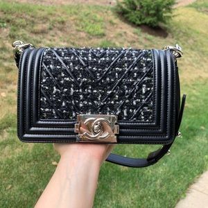 Chanel Tweed Small Boy Flap Bag